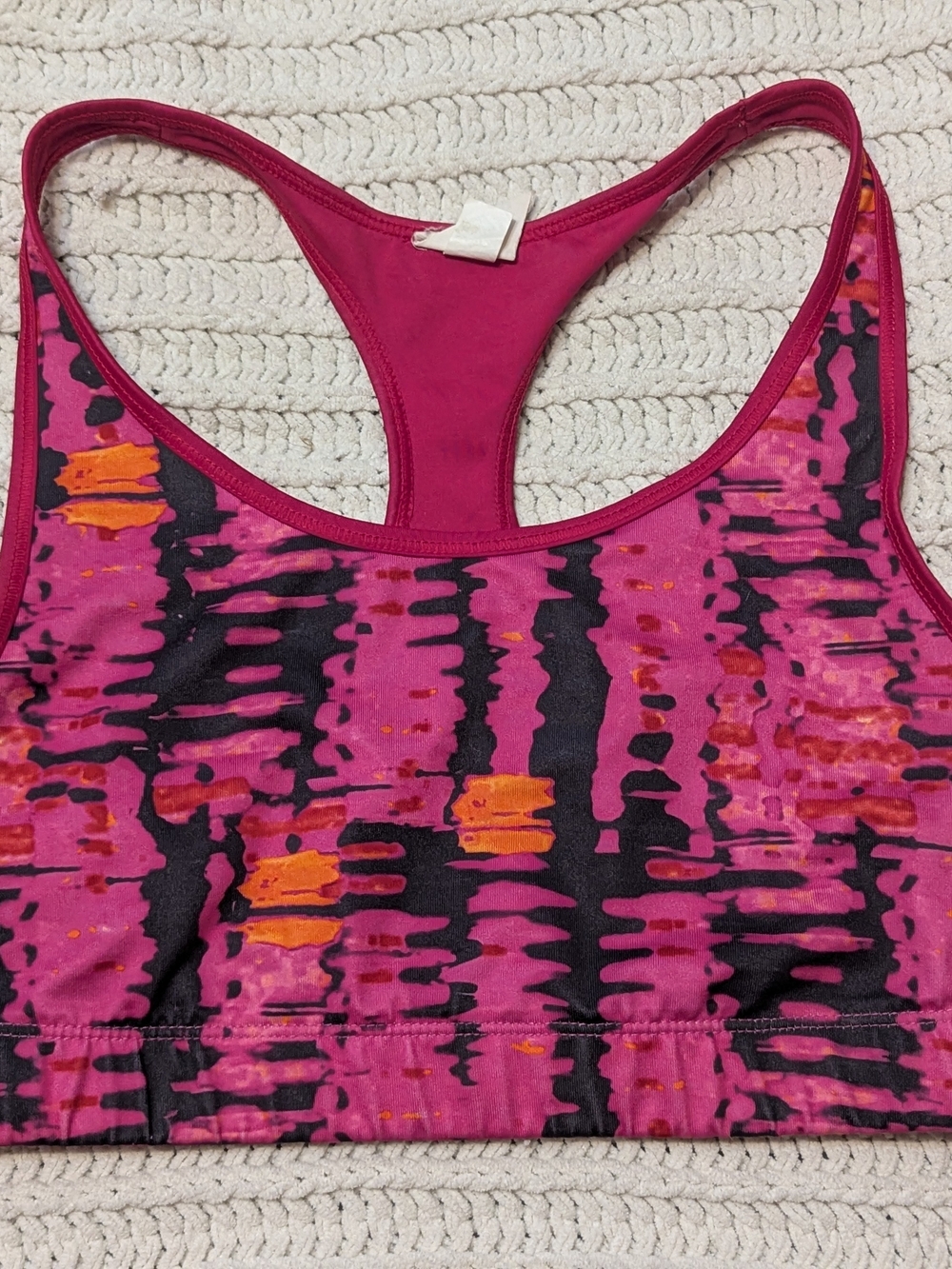 Champion Women's Pink & Orange Patterned Racerback Sports Bra